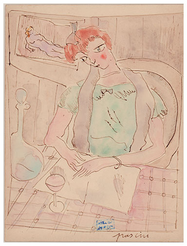 Fillette à table, a drawing by Jules PASCIN
